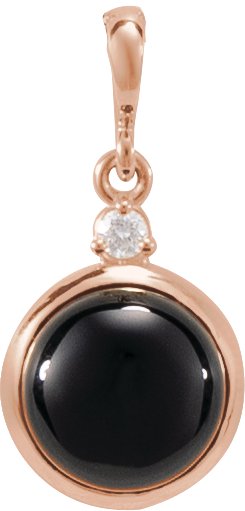 14K Rose 8 mm Natural Onyx & .03 CT Natural Diamond Pendant