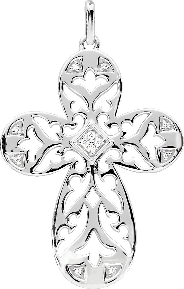 Sterling Silver Diamond Cross Pendant 