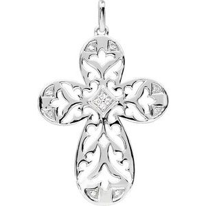 Sterling Silver Diamond Cross Pendant 