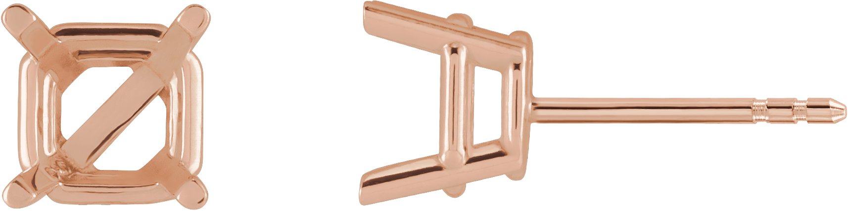 Asscher 4-Prong Stud Earrings