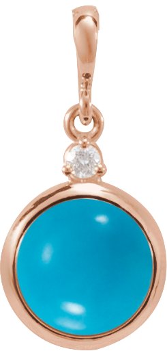 14K Rose 6 mm Natural Turquoise & .03 CT Natural Diamond Pendant