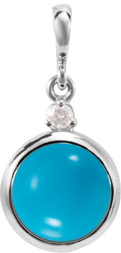 Sterling Silver 6 mm Natural Turquoise & .03 CT Natural Diamond Pendant