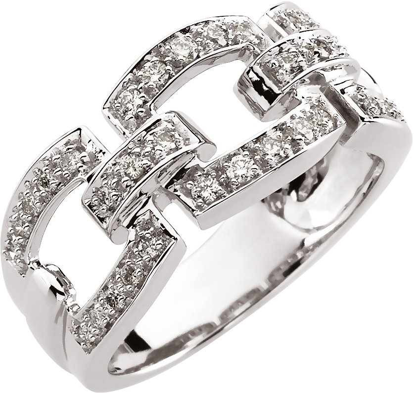 14K White 1/3 CTW Natural Diamond Link Ring