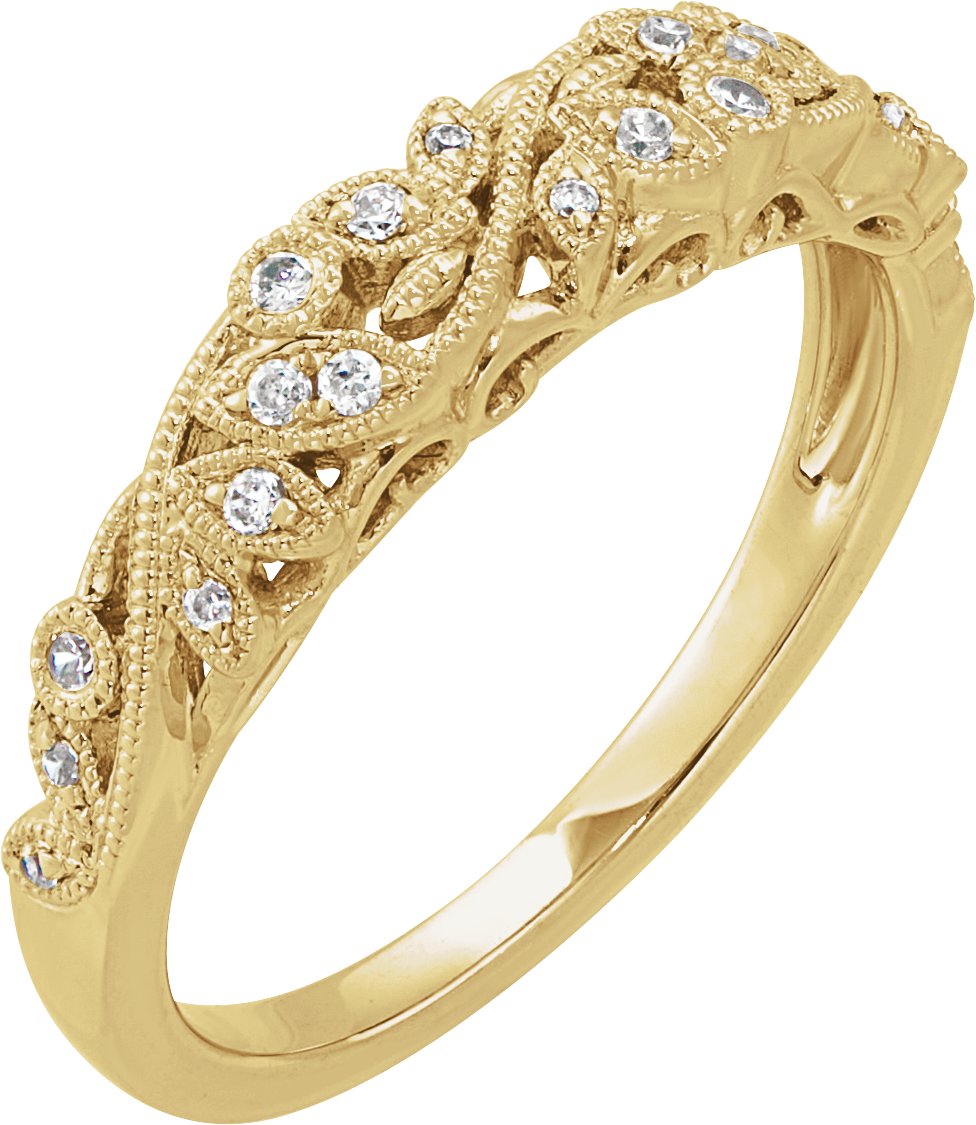 14K Yellow 1/8 CTW Natural Diamond Floral Anniversary Band