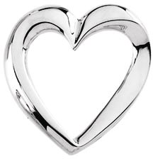 14K White Heart Slide Pendant