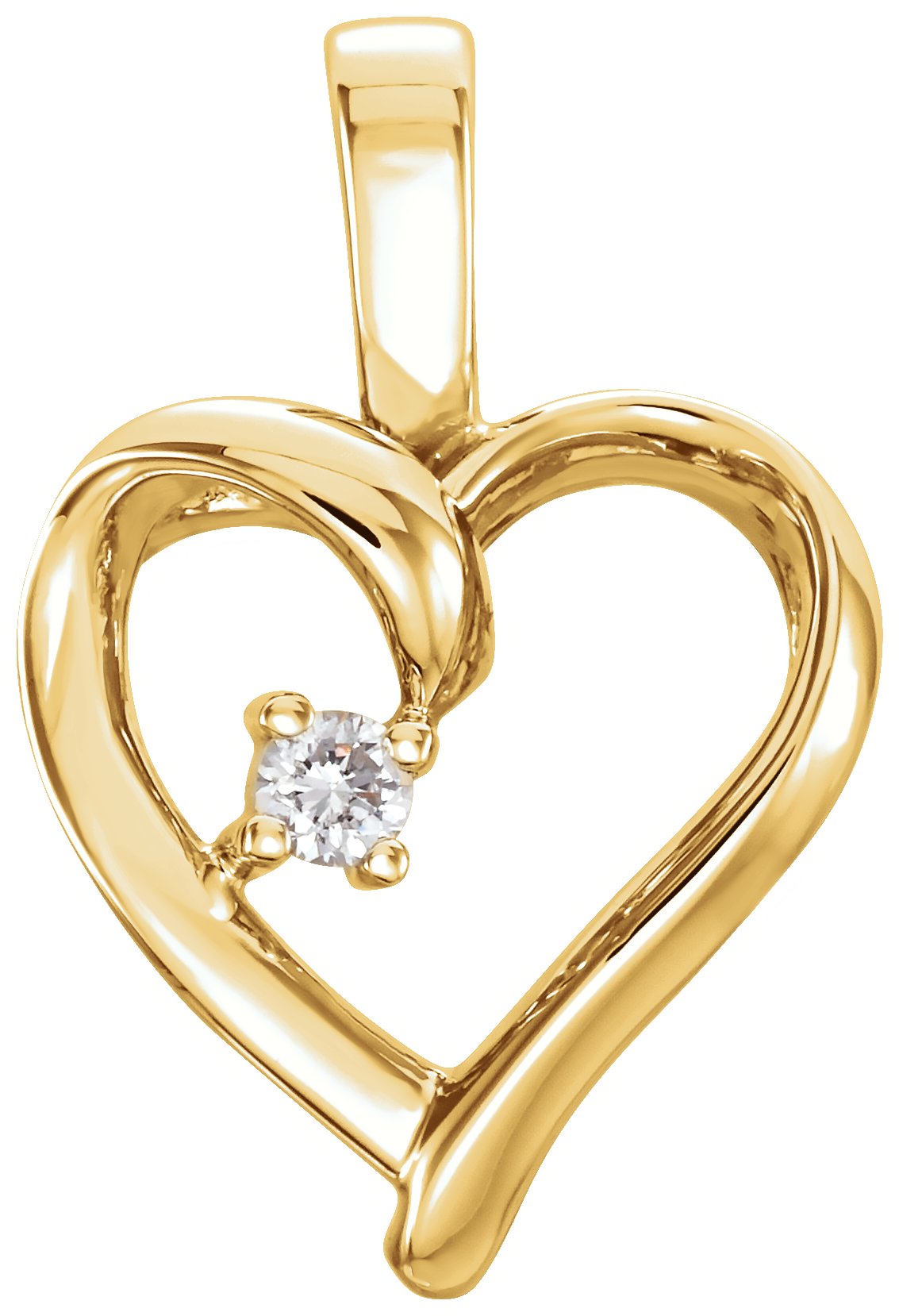 14K Yellow .02 CT Natural Diamond Heart Pendant