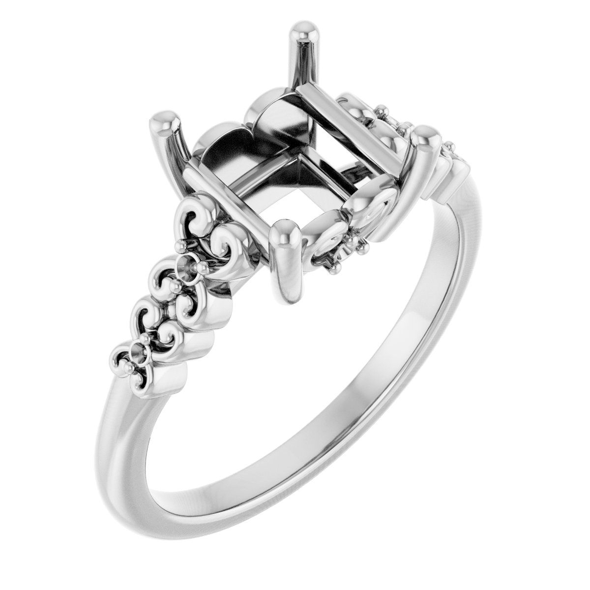 Accented Sculptural Engagement Ring