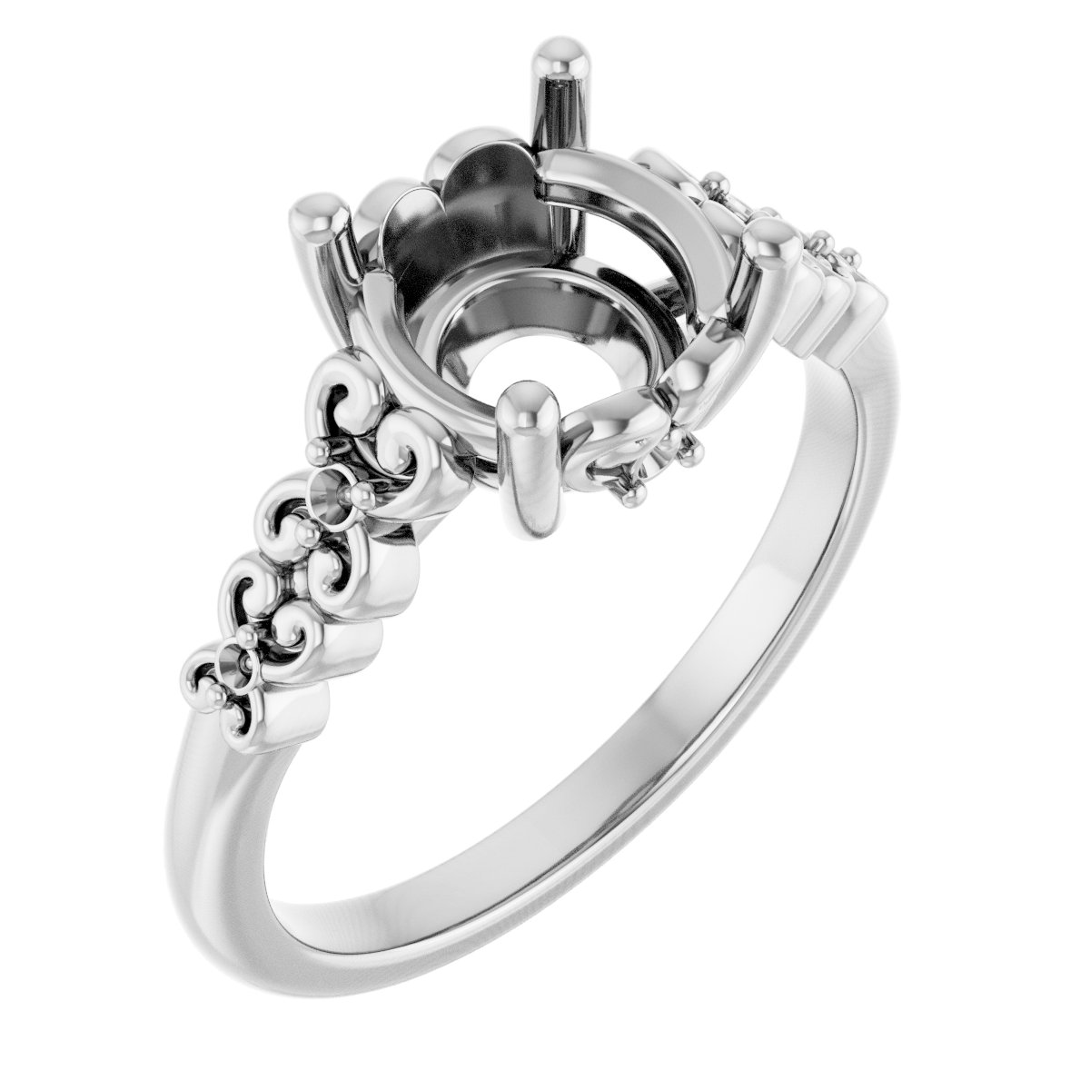 Accented Sculptural Engagement Ring