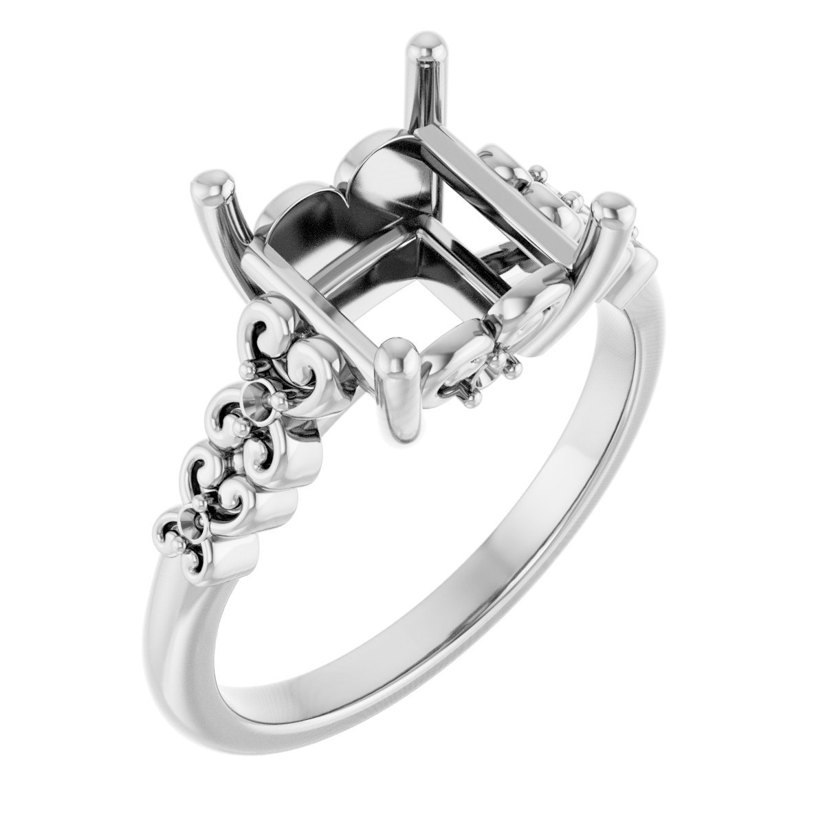 Accented Sculptural Engagement Ring