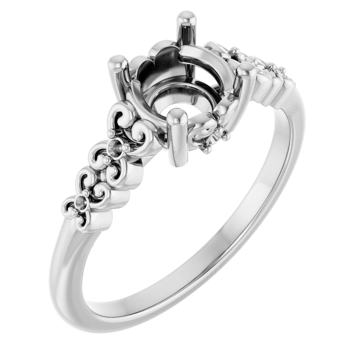 Accented Sculptural Engagement Ring