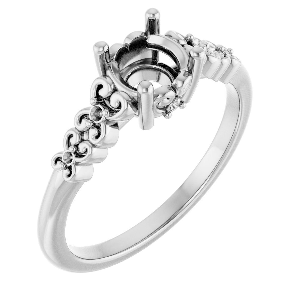 Accented Sculptural Engagement Ring