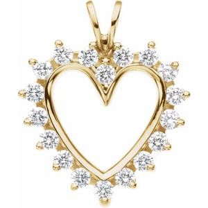 14K Yellow 9/10 CTW Natural Diamond Heart Pendant