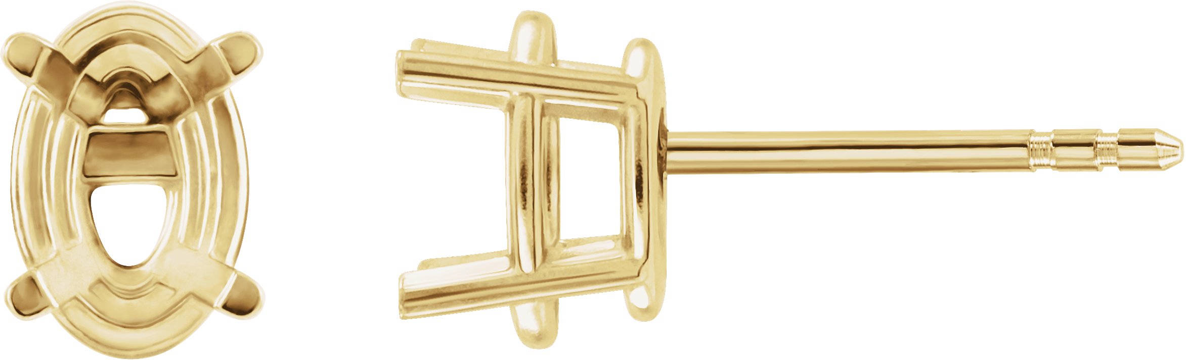 Oval 4-Prong Lightweight Stud Earrings