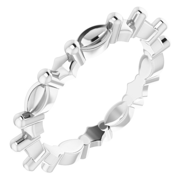 Sculptural Shared-Prong Eternity Band