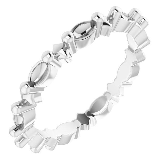 Sculptural Shared-Prong Eternity Band