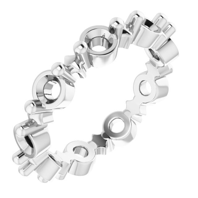 Sculptural Shared-Prong Eternity Band