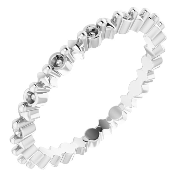 Sculptural Shared-Prong Eternity Band