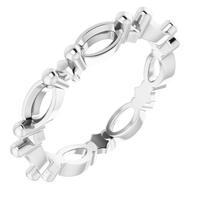 Sculptural Shared-Prong Eternity Band