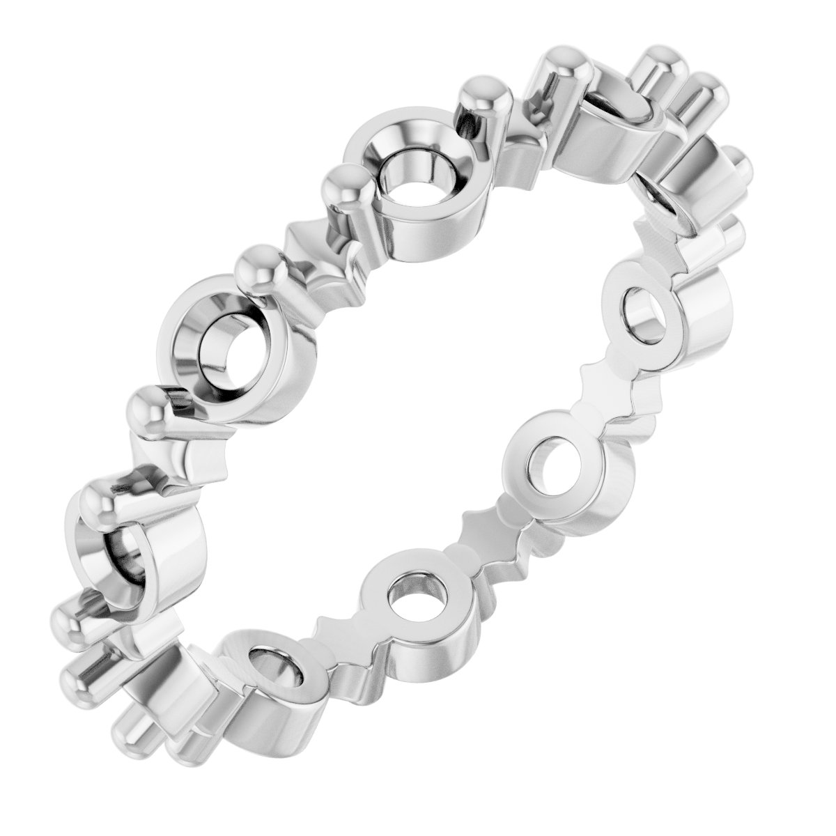 Sculptural Shared-Prong Eternity Band