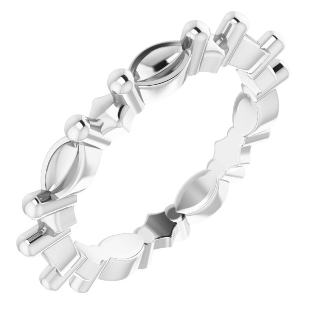 Sculptural Shared-Prong Eternity Band