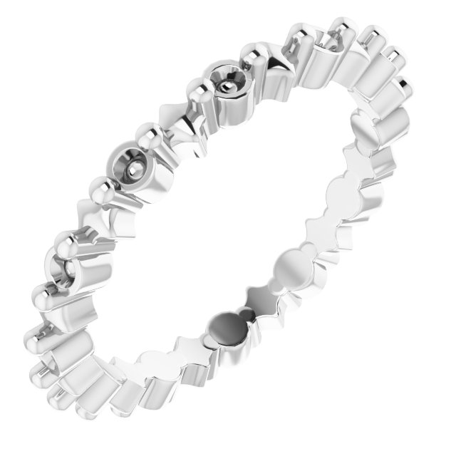 Sculptural Shared-Prong Eternity Band