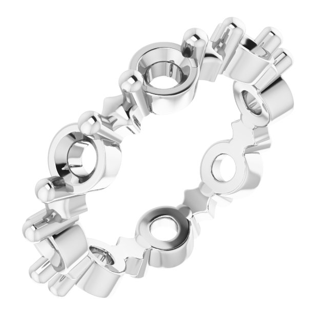 Sculptural Shared-Prong Eternity Band