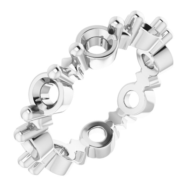 Sculptural Shared-Prong Eternity Band