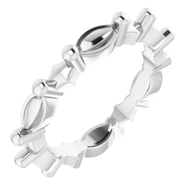 Sculptural Shared-Prong Eternity Band