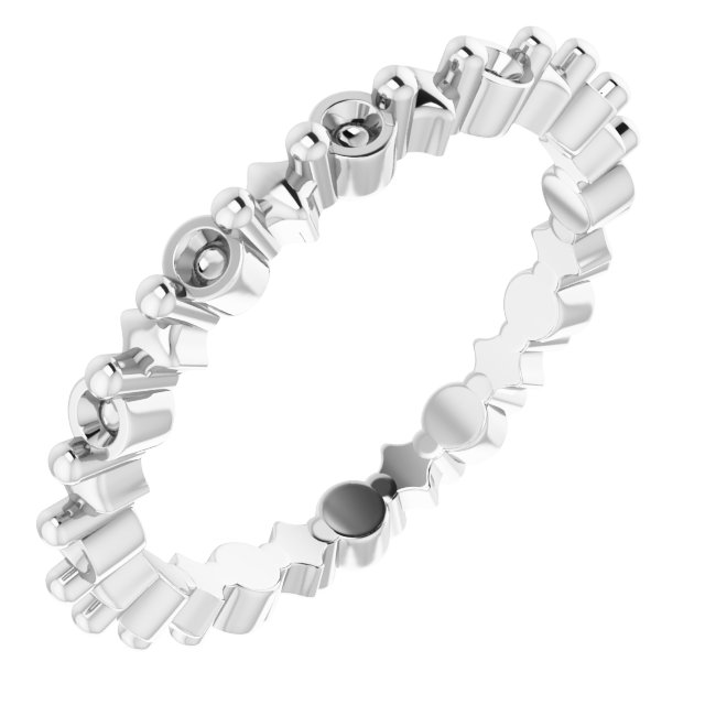 Sculptural Shared-Prong Eternity Band