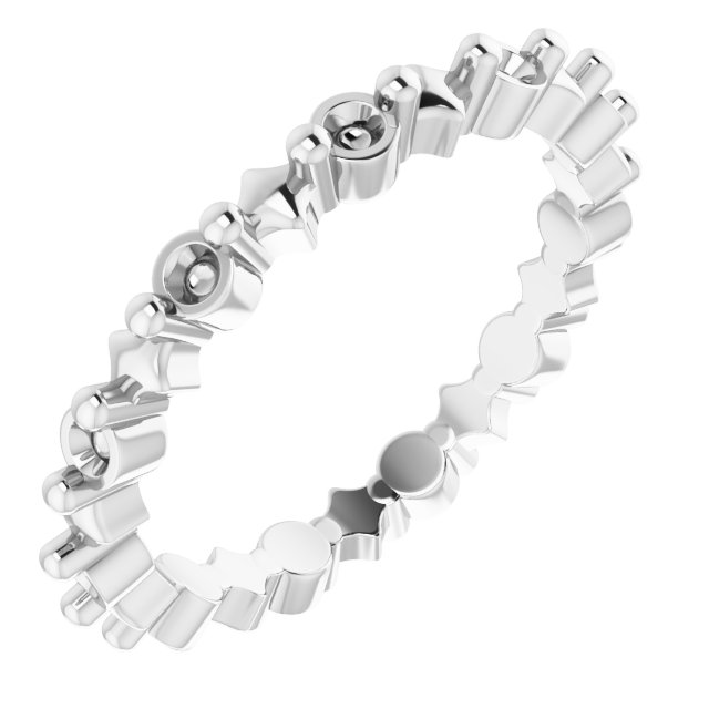 Sculptural Shared-Prong Eternity Band