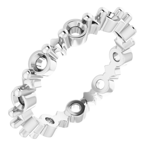 Sculptural Shared-Prong Eternity Band