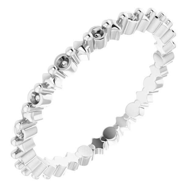 Sculptural Shared-Prong Eternity Band