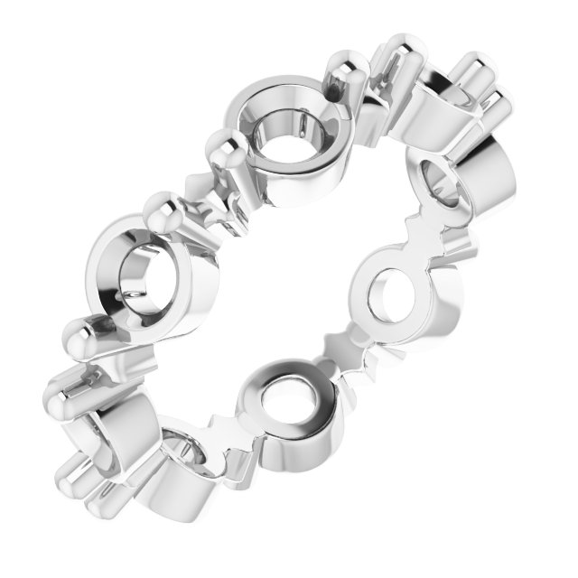 Sculptural Shared-Prong Eternity Band