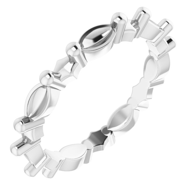 Sculptural Shared-Prong Eternity Band