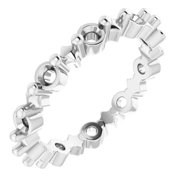 Sculptural Shared-Prong Eternity Band