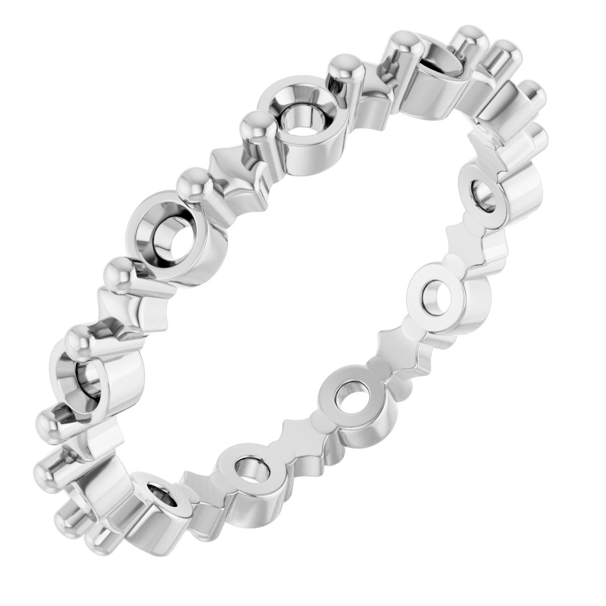 Sculptural Shared-Prong Eternity Band