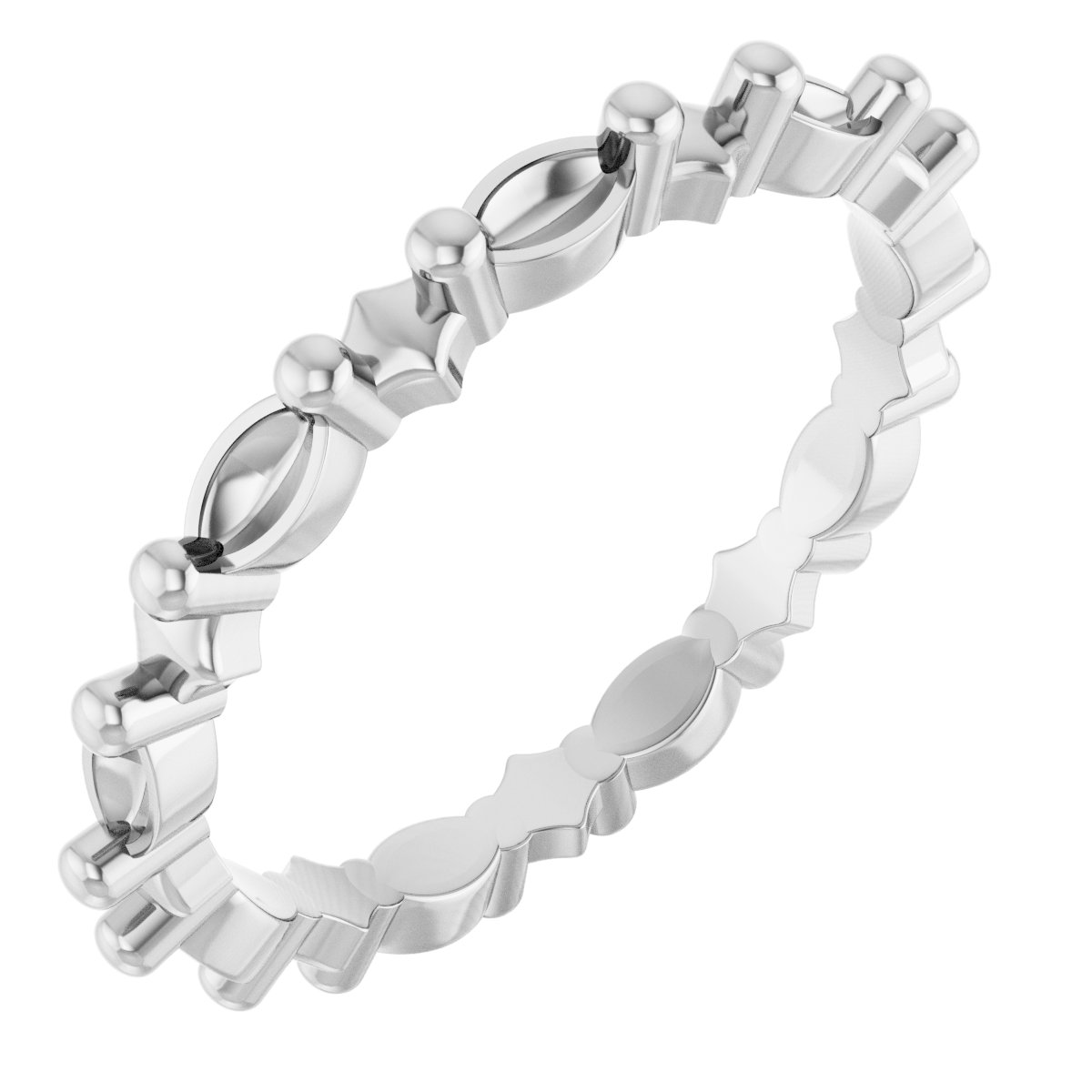Sculptural Shared-Prong Eternity Band