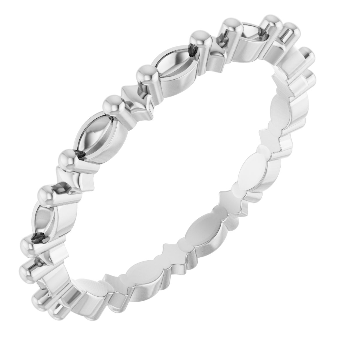Sculptural Shared-Prong Eternity Band