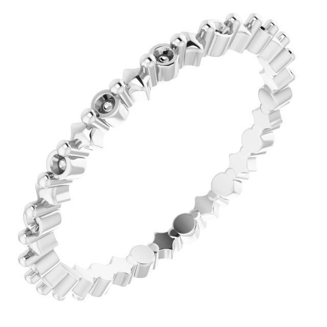 Sculptural Shared-Prong Eternity Band
