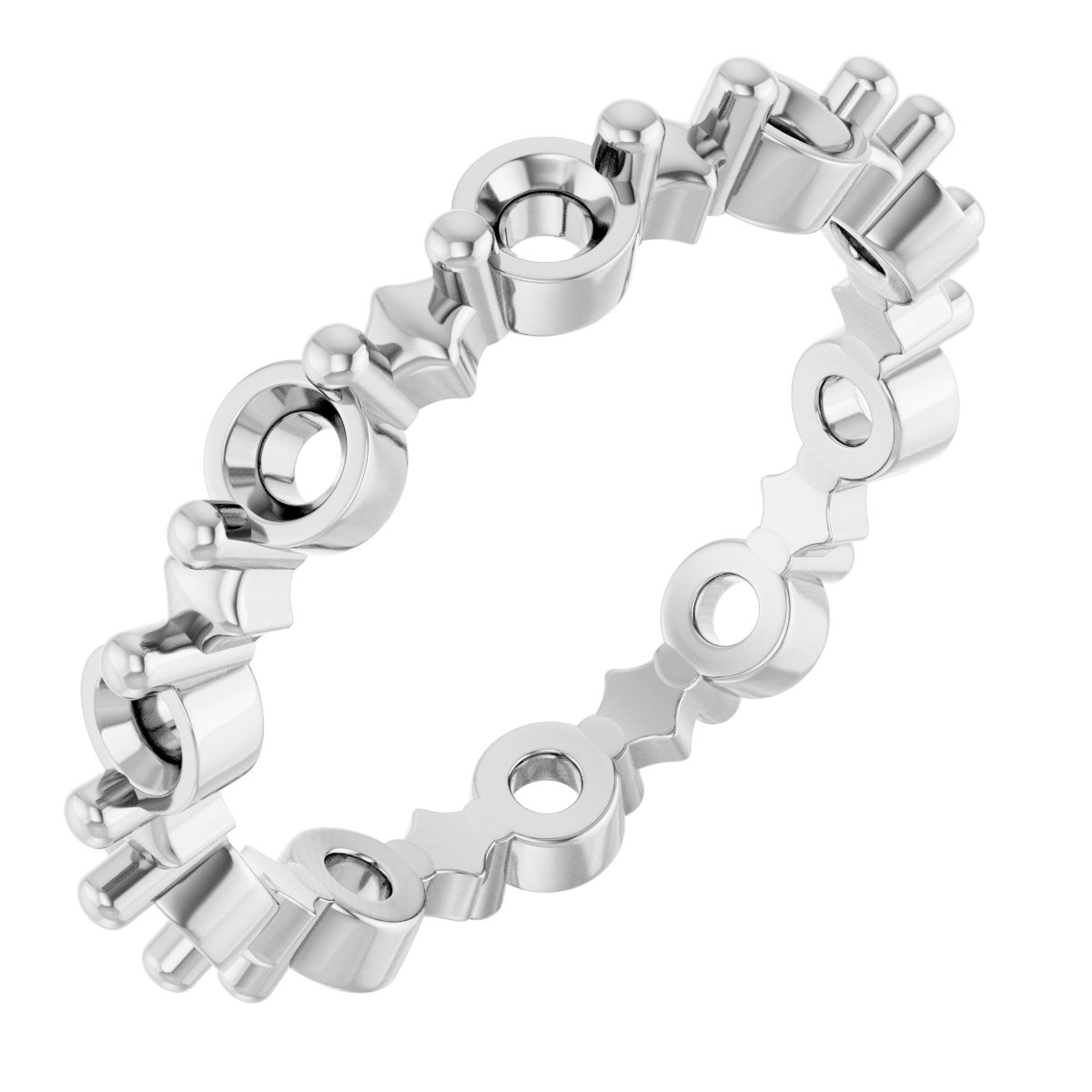 Sculptural Shared-Prong Eternity Band