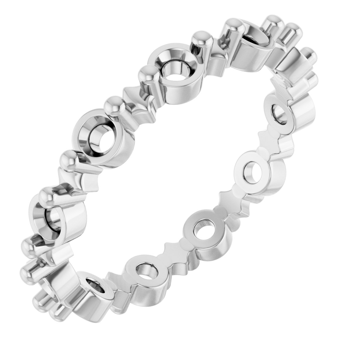 Sculptural Shared-Prong Eternity Band