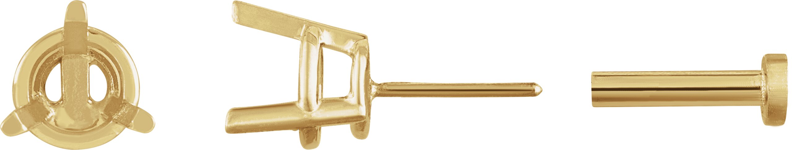 Round 3-Prong Press Fit Stud Earrings