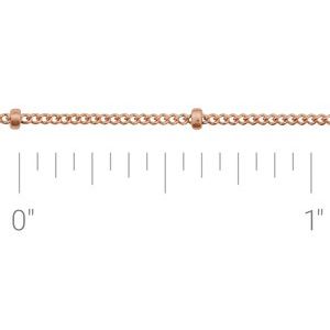 14K Rose 1 mm Beaded Curb Chain by the Inch