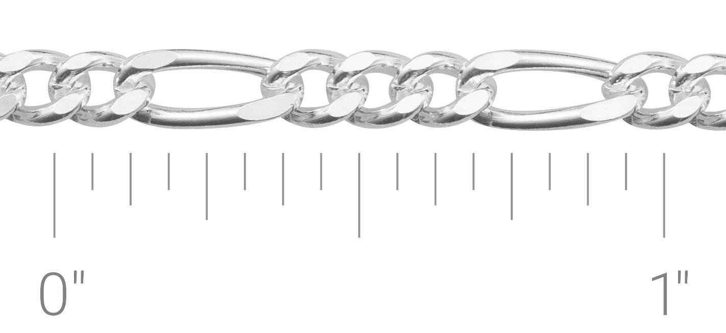 Sterling Silver 3.5 mm Figaro Chain by the Inch
