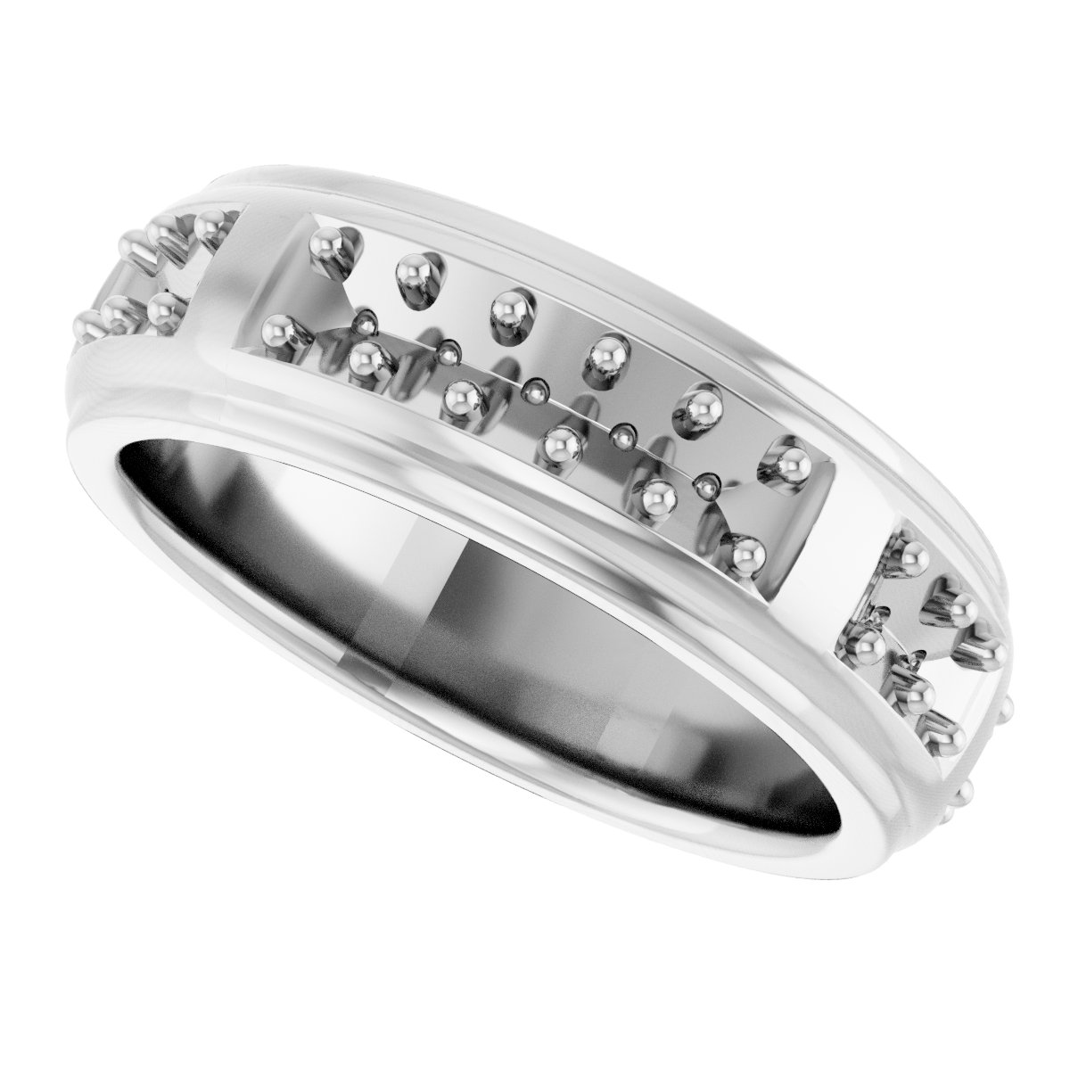 2.3 mm Asscher Mens Band Mounting view 5