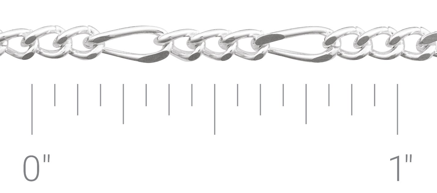 Sterling Silver 2.5 mm Figaro Chain by the Inch
