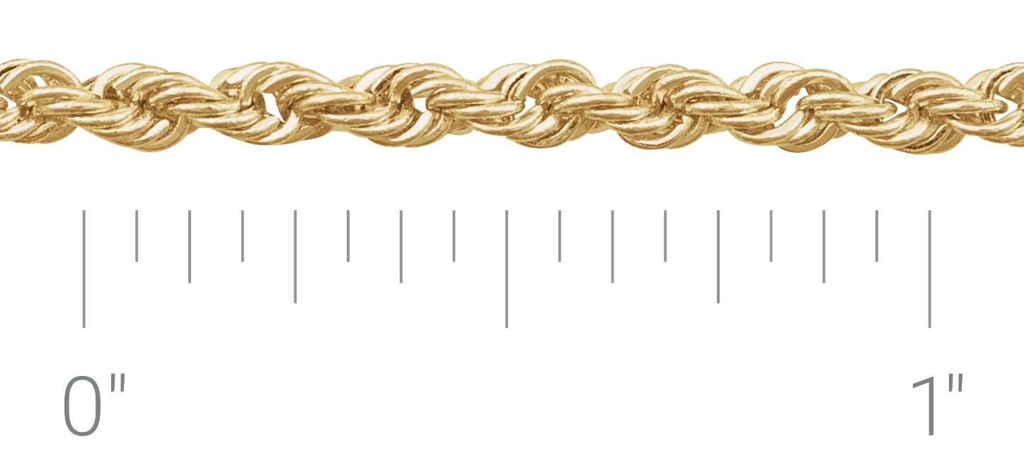 14K Yellow 2.5 mm Diamond-Cut Rope Chain by the Inch
