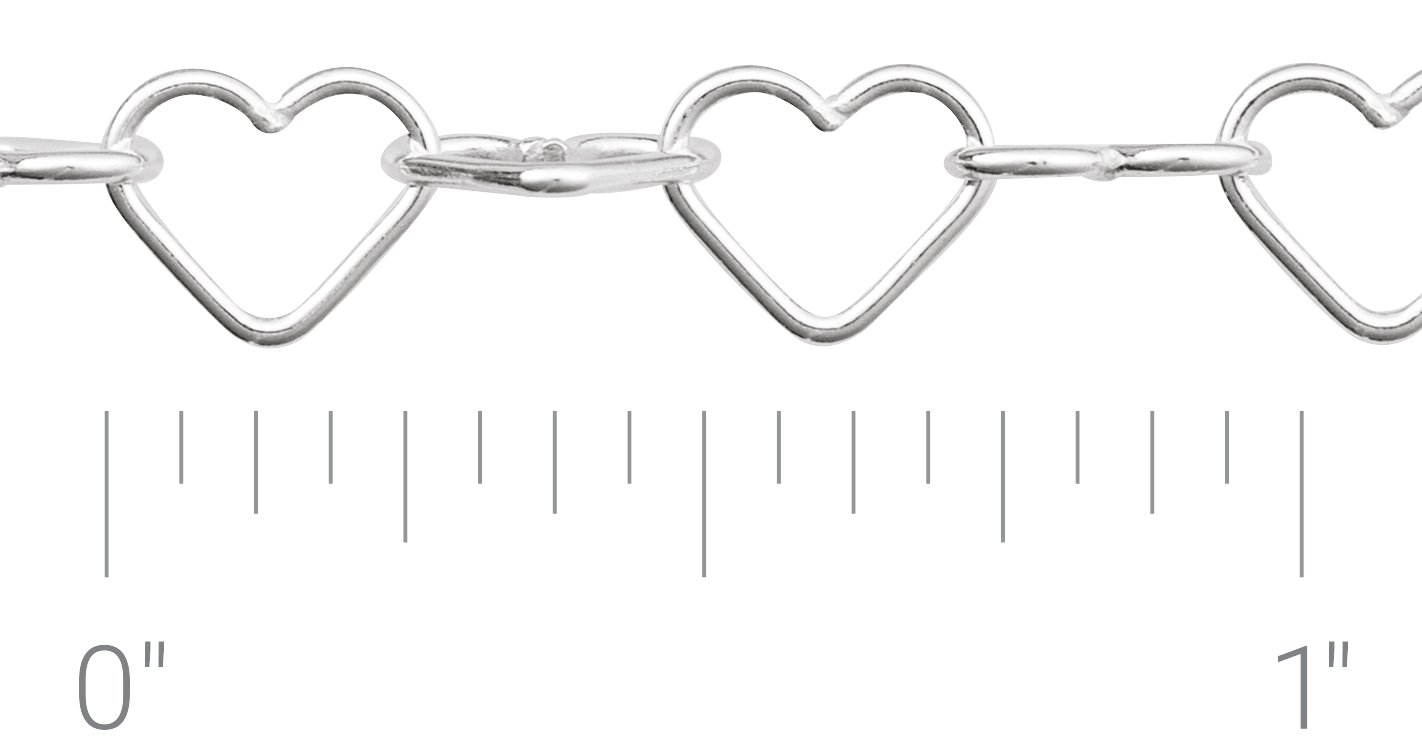 Sterling Silver 6 mm Heart Chain by the Inch
