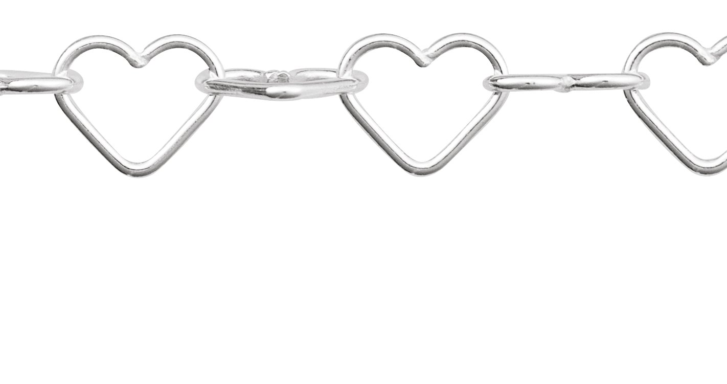 Sterling Silver 6 mm Heart Chain by the Inch
