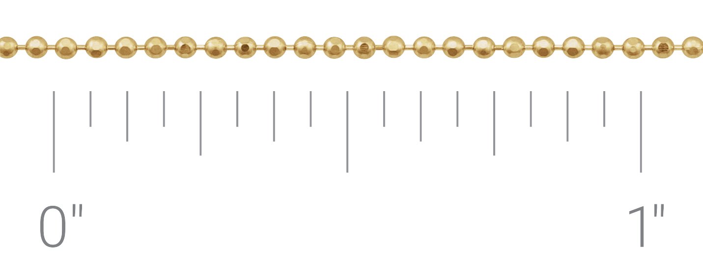 14K Yellow 1 mm Diamond-Cut Bead Chain by the Inch